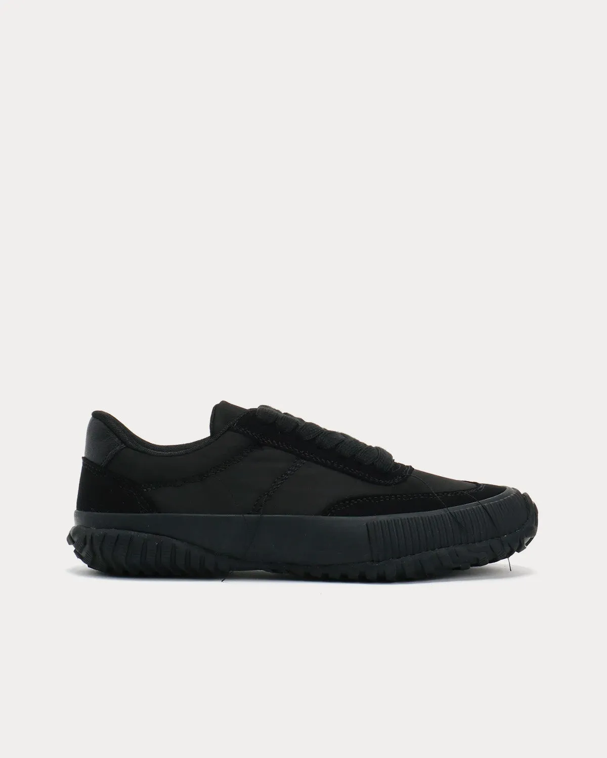 Y's Ox Rough Stitch Black Low Top Sneakers